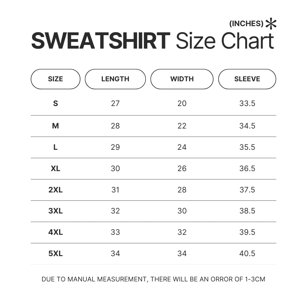 Sweatshirt Size Chart - Ghibli Mall