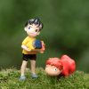 2 Pcs set Kawaii Ponyo on The Cliff Resin Figures Toy Gardening Boy Fish Ornament Action 1 - Ghibli Mall