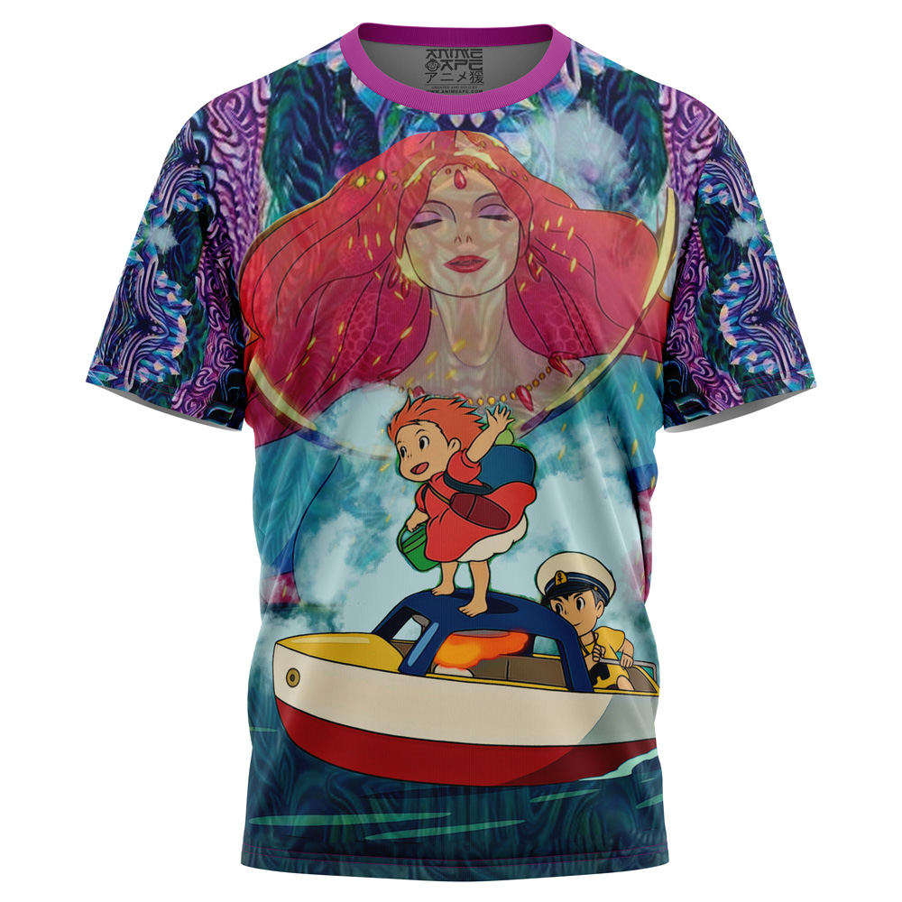 Trippy-Ponyo-Studio-Ghibli_T-Shirt-3D-FRONT_Mockup.jpg Trippy Ponyo Studio Ghibli T Shirt 3D FRONT Mockup - Ghibli Mall