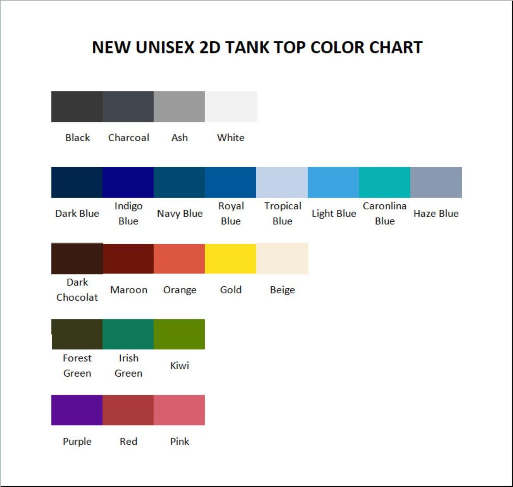 tank top color chart - Ghibli Mall